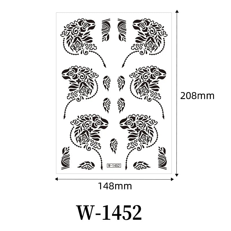 Black Henna Temporary Tattoo – Mandala Mehndi Body Stickers