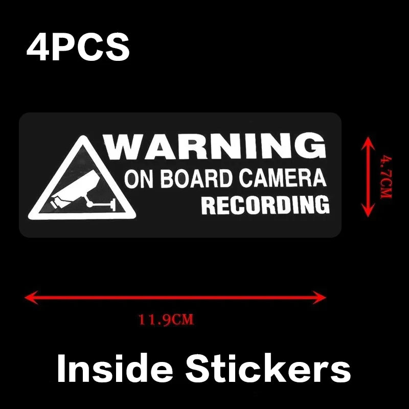 4-Pack Car Camera Recording Warning Stickers | Window Decals