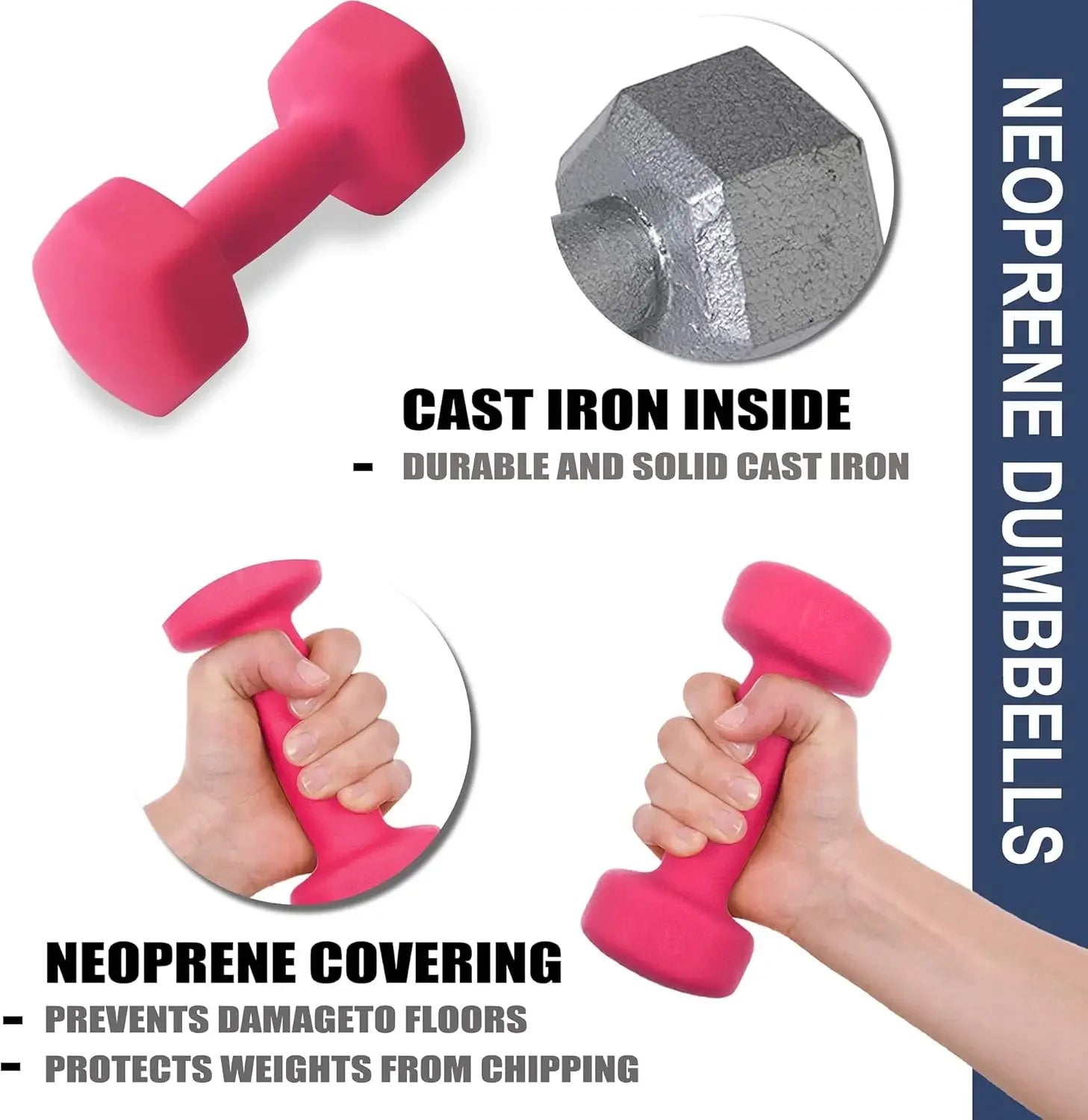 Hexagonal Neoprene Dumbbells for Home Gym Workouts, Strength Training, Yoga and Pilates - 15lb Each Peaceful Pleasures Health and Wellness