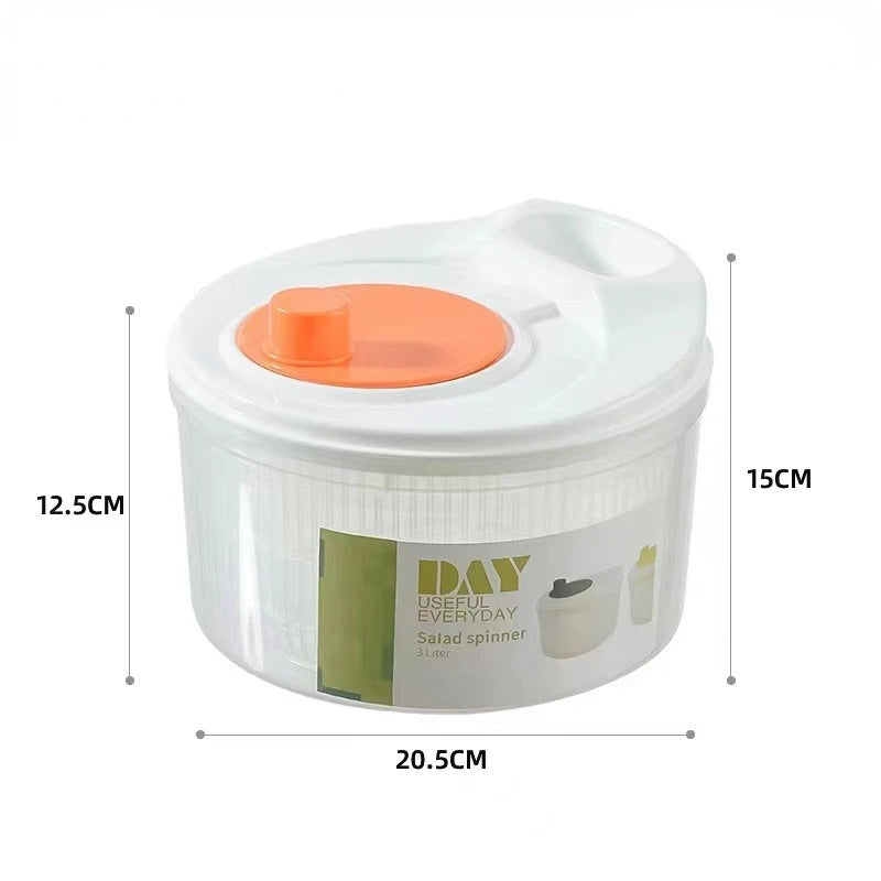 Vegetables Salad Spinner Lettuce Leaf Vegetable Dehydrator Greens Washer Dryer Drainer Crisper Strainer For Washing Drying Leafy Peaceful Pleasures Health and Wellness Orange