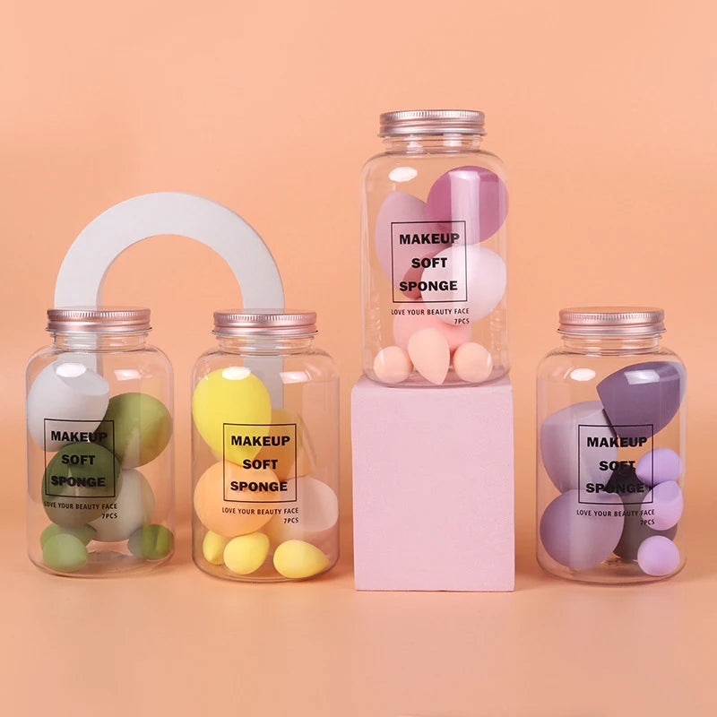 7PCS Drifting Bottle Beauty Egg Dry And Wet Dual-Purpose No Powder Makeup Egg Sponge Powder Puff Set Makeup Tools Peaceful Pleasures Health and Wellness