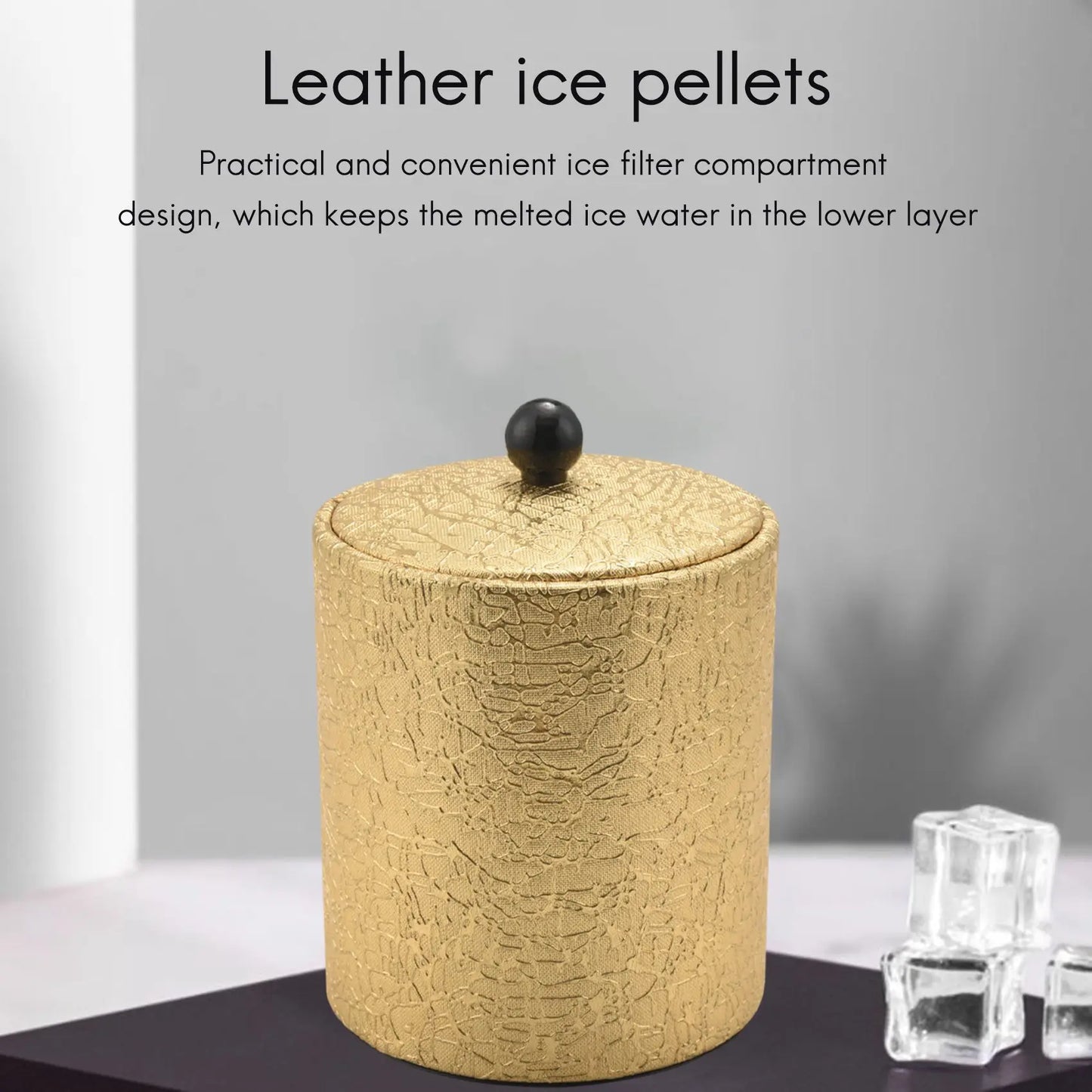 A36T-1.3L Stainless Steel Ice Bucket Leather Ice Bucket European Style Wine Red Wine Bar KTV Supplies Champagne Bucket Peaceful Pleasures Health and Wellness
