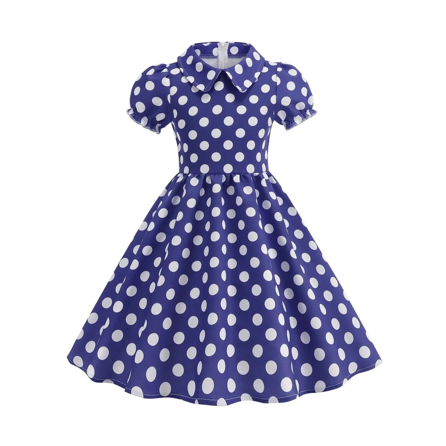 Girls Vintage Polka Dot Princess Dress – Retro Summer A-Line