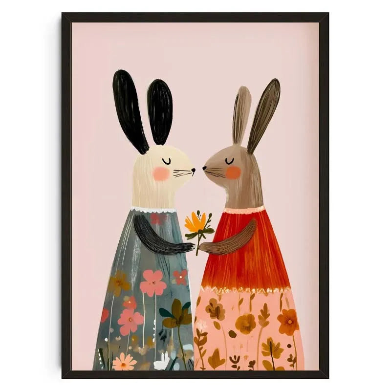 Nordic Animal Canvas Wall Art – Bunny Bear Goose Kids Room