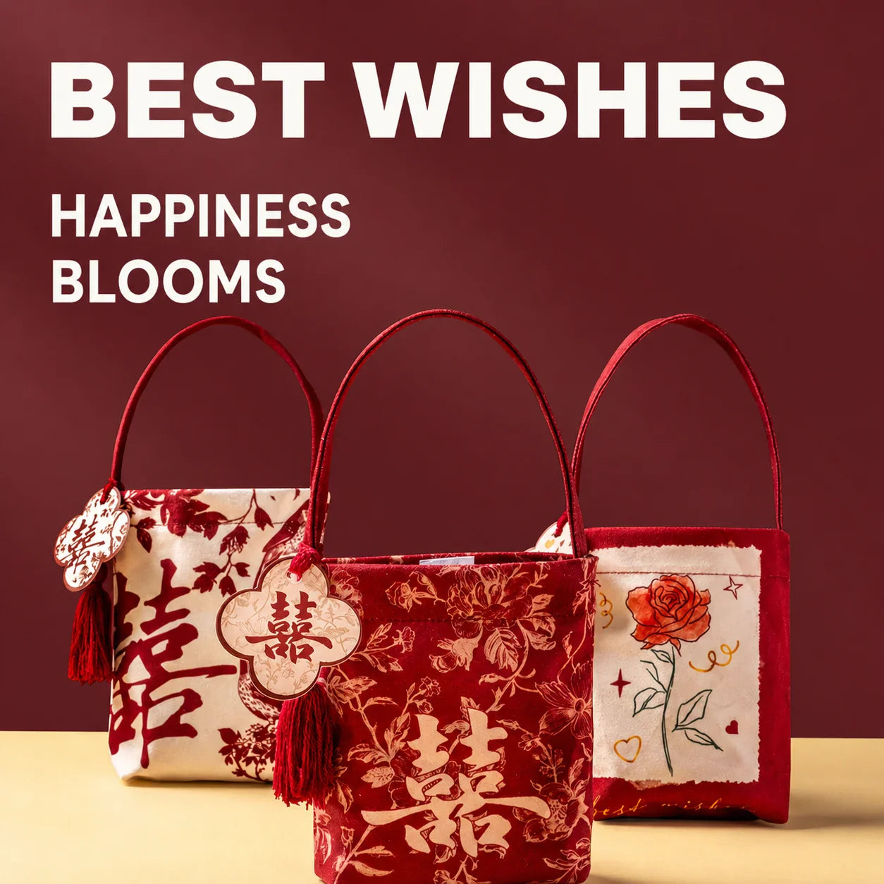 Chinese Velvet Wedding Candy Gift Bag | Elegant Favour Pouch