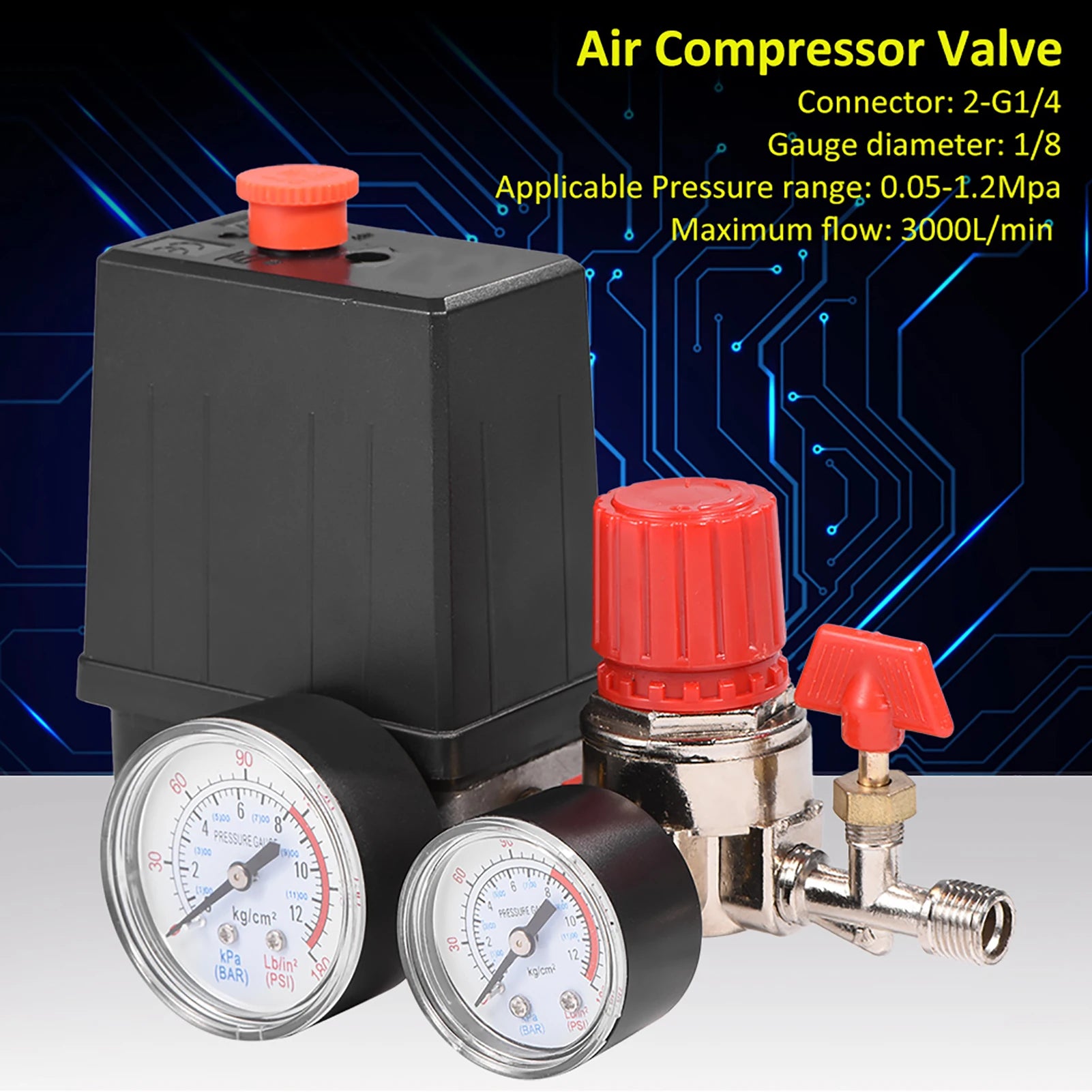 Small Air Compressor Pressure Switch Control Valve Regulator with Gauges Air Compressor Pressure Switch Air Compressor Valve Peaceful Pleasures Health and Wellness