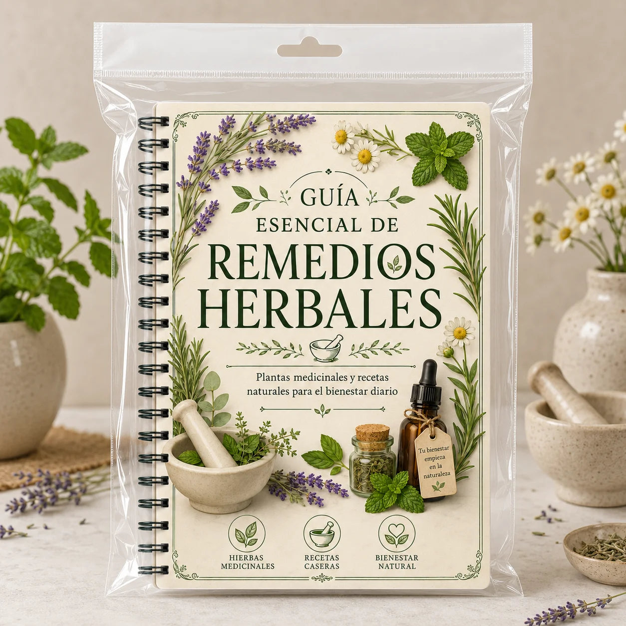 Spanish Herbal Remedies Guide A5 Spiral Notebook Natural Wellness