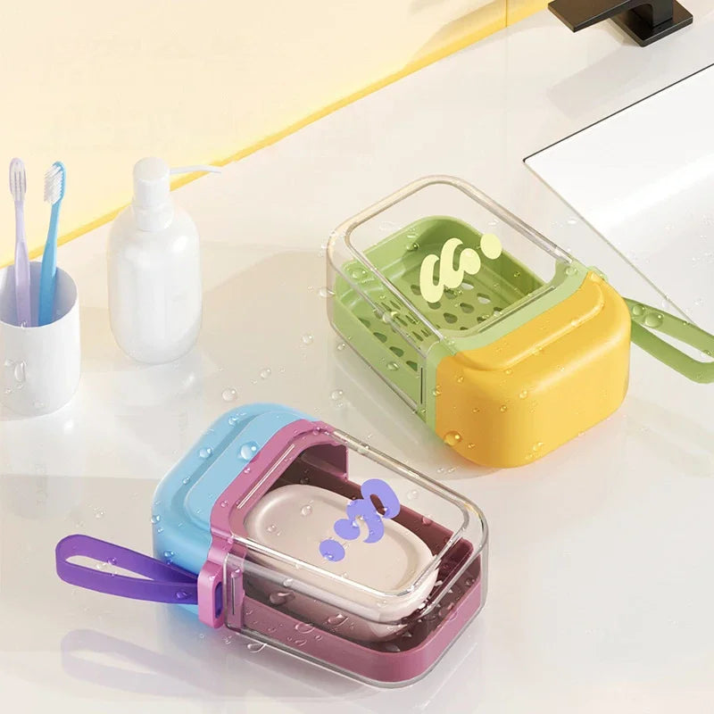 Dopamine Portable Soap Box High-end Travel Mini Soap Box Household Creative Sealed Double-layer Draining Storage Box with Lid Peaceful Pleasures Health and Wellness