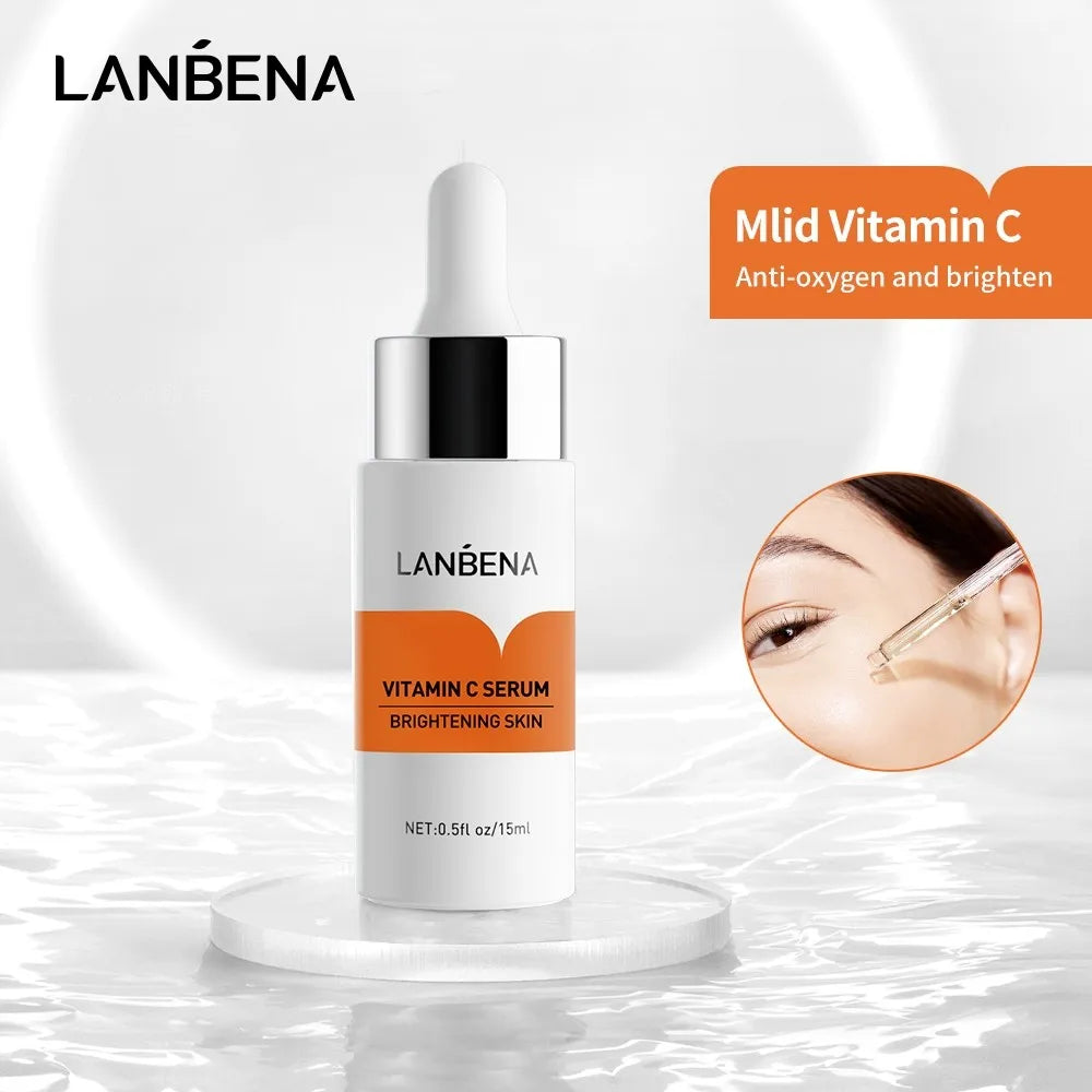 LANBENA Vitamin C Serum For Face Cream Whitening Moisturizing Freckles Remover Fades Spots Skin Care 15ml Peaceful Pleasures Health and Wellness