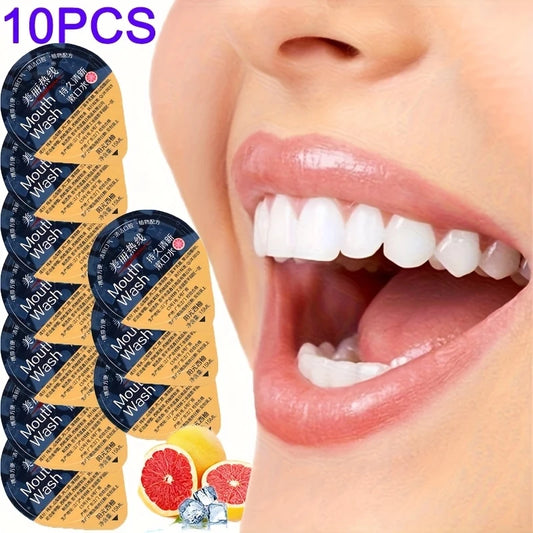 10PCS Grapefruit-Flavored Mouthwash in Disposable Jelly Cups for Oral Care, Fresh Breath, Individually Packaged, Portable Peaceful Pleasures Health and Wellness