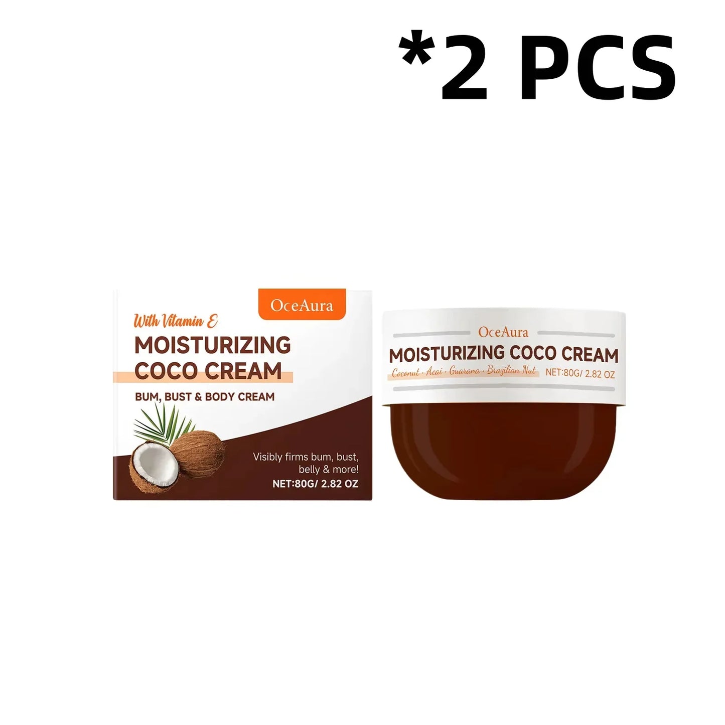 OCEAURA Coconut Oil Body Moisturizing Cream 80g | Firm Skin