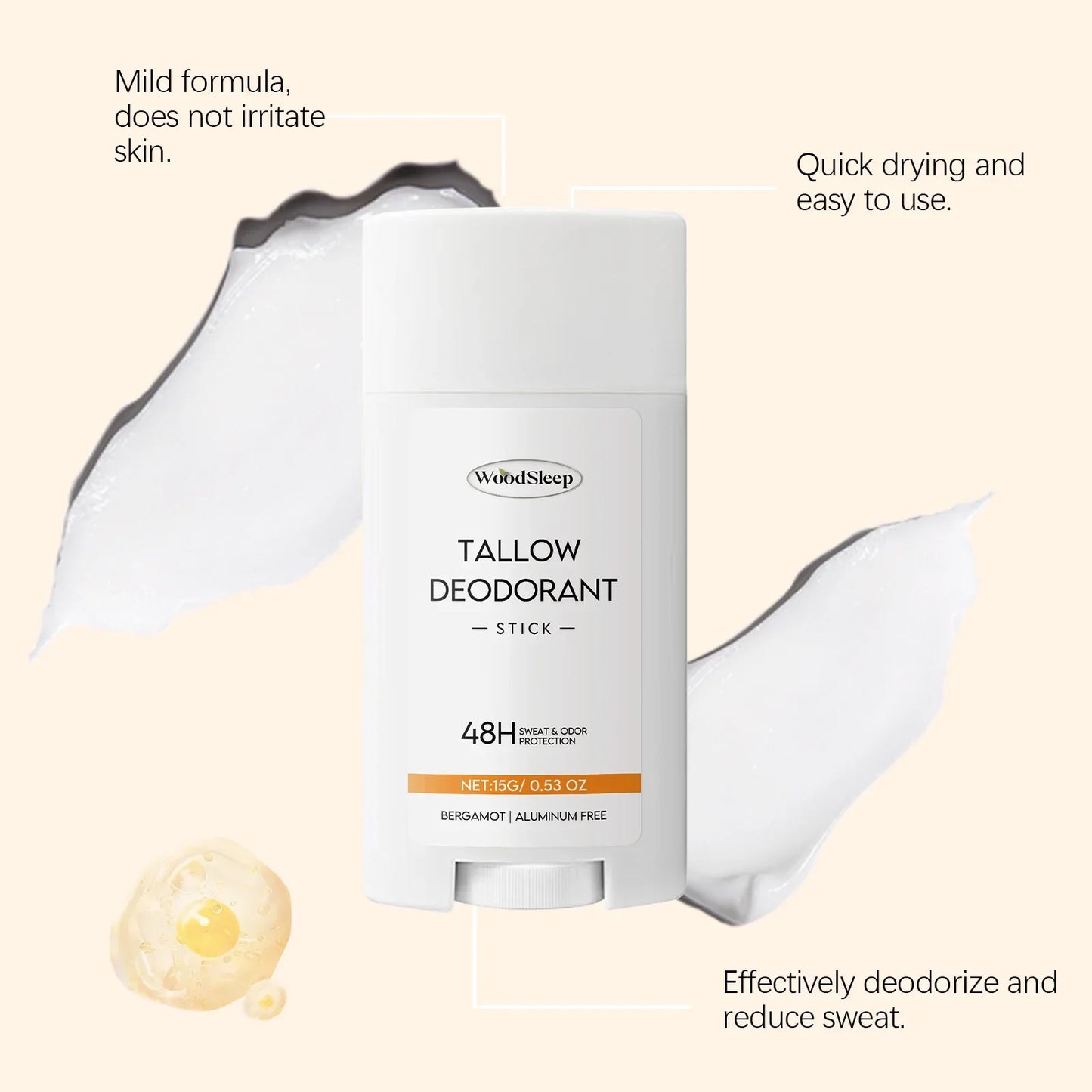 WOODSLEEP Tallow Deodorant Stick – Long-Lasting Freshness 15g