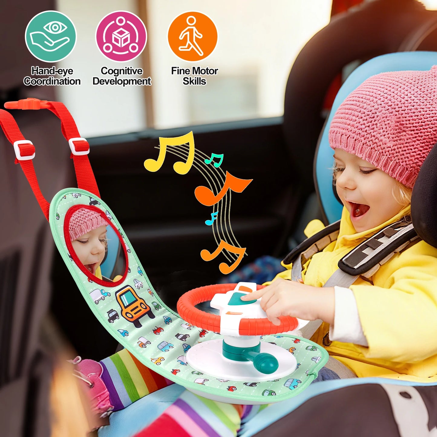 Baby Car Eletric Steering Wheel Toy Music Simulate Driving Seat
