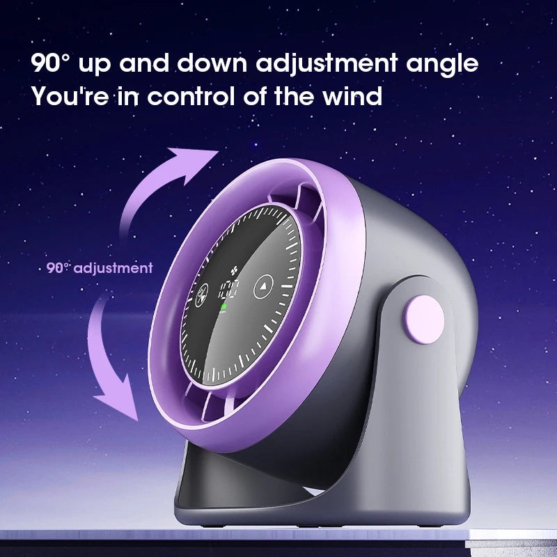 Desktop Air Circulation Fan 100 Speed Adjustable High Speed Turbine Charging Digital Display Wall Mounted Fan Peaceful Pleasures Health and Wellness