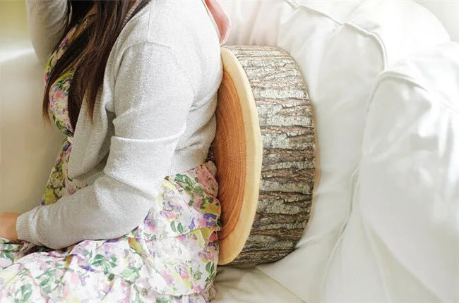 Home Pillow Round Stump Creative High Simulation Cushion Wood Grain Cylindrical Wooden Pile Cushion Home Decoration Peaceful Pleasures Health and Wellness