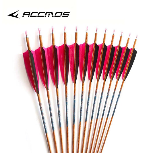 6 Wood Skin Carbon Arrows Spine 350 400 500 600 700 5 Real Feather Peaceful Pleasures Health and Wellness 6pcs spine 350