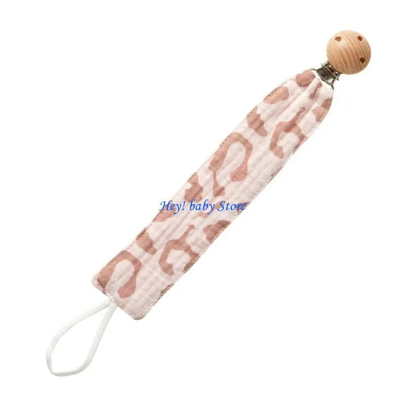 Baby Pacifier Clip Chain | Cotton & Wood Holder for Newborns