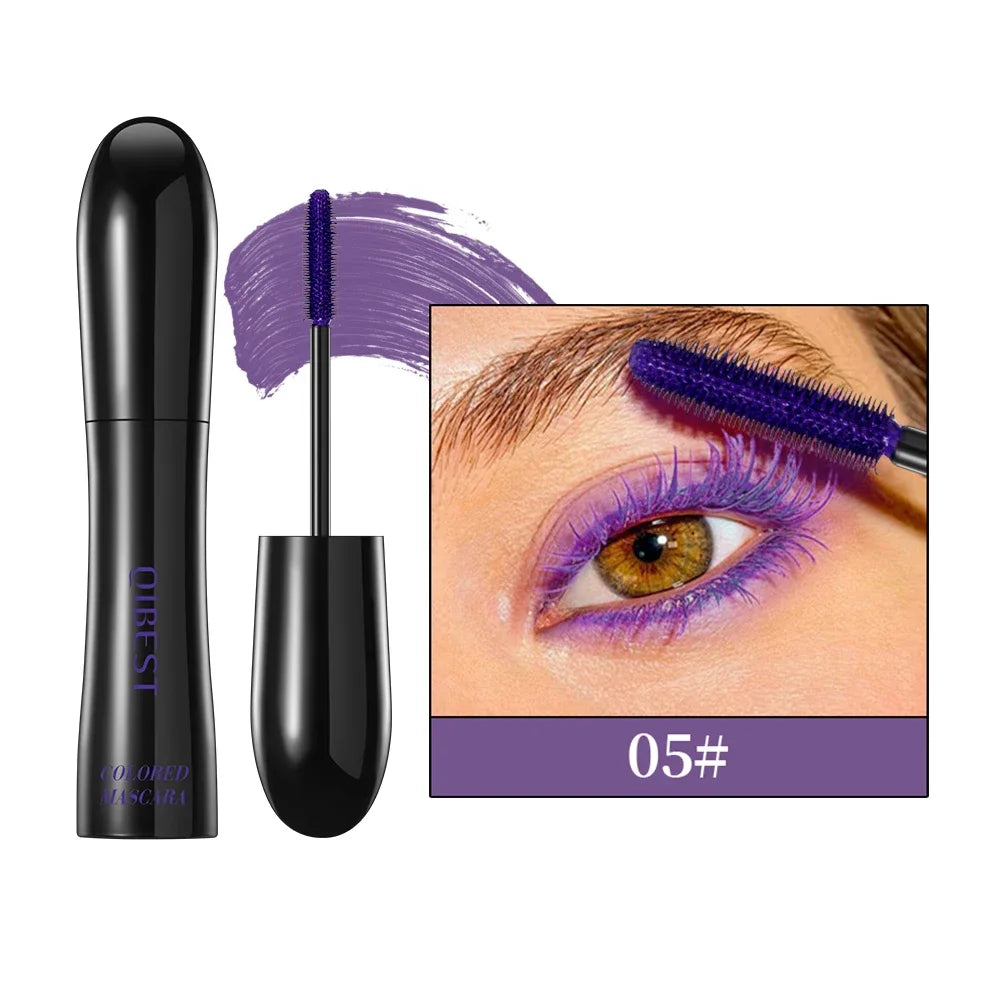 QIBEST Colorful Mascara Waterproof Fast Drying Eyelashes Extension Curling Lashes Makeup Purple Green Blue Black Red Mascara Peaceful Pleasures Health and Wellness 05