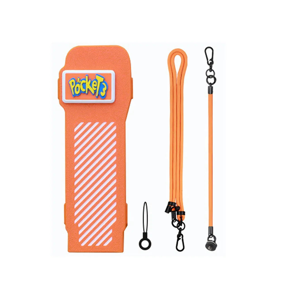 Protective Case For DJI Osmo Pocket 3 Anti-Scratch Shock Absorption Cover Gimbal Camera Protective Shell For Pocket 3 Accessory Peaceful Pleasures Health and Wellness Orange Lanyard