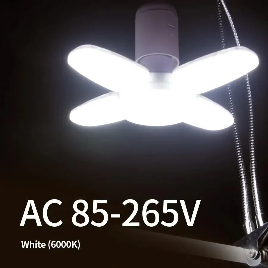 E27 Fan Shaped Foldable LED Bulb 40 Bulbs Deformation Suitable For Homes Warehouses and Garages Cool White Light Peaceful Pleasures Health and Wellness White