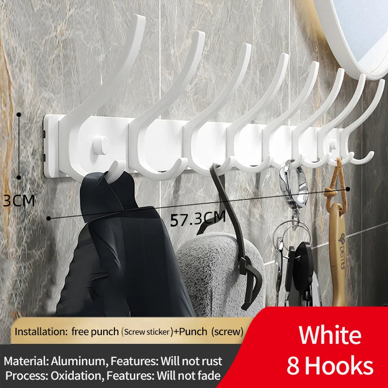 Folding Aluminum Robe & Towel Wall Hooks | 6-Pack Black White