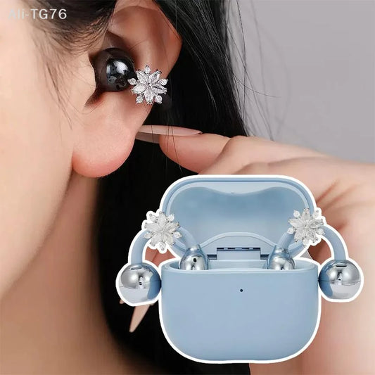 Snowflake CZ Earbud Charms – Clip-On Headphone Accessories Earphone Clip Charm Peaceful Pleasures Health and Wellness