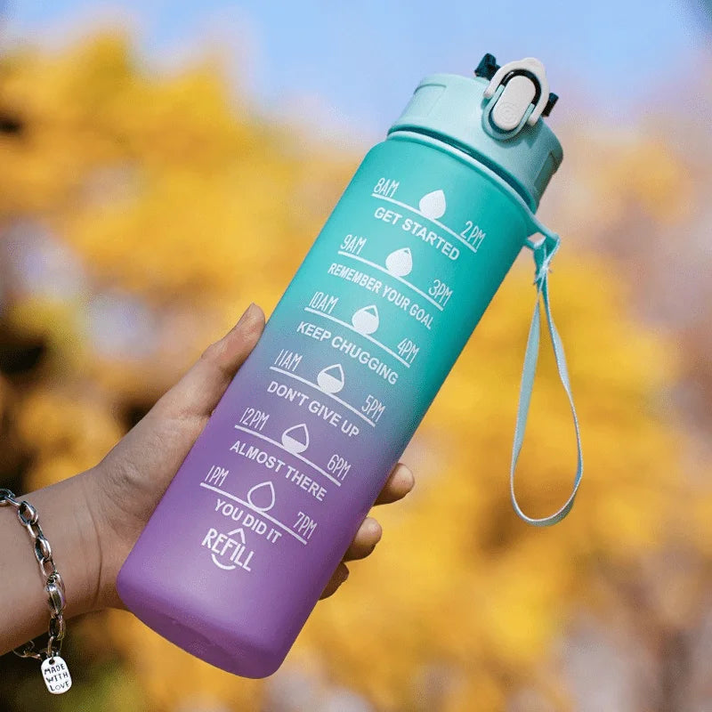 2L Motivational Water Bottle with Straw & Time Scale