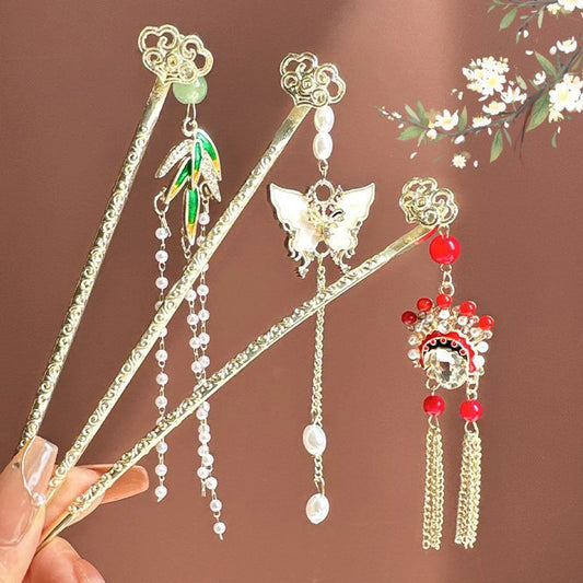 Metal Butterfly Design Hair Sticks Hanfu Matching Hair Sticks with Pearl Tassel Suitable for Girls Hair Accessories Peaceful Pleasures Health and Wellness