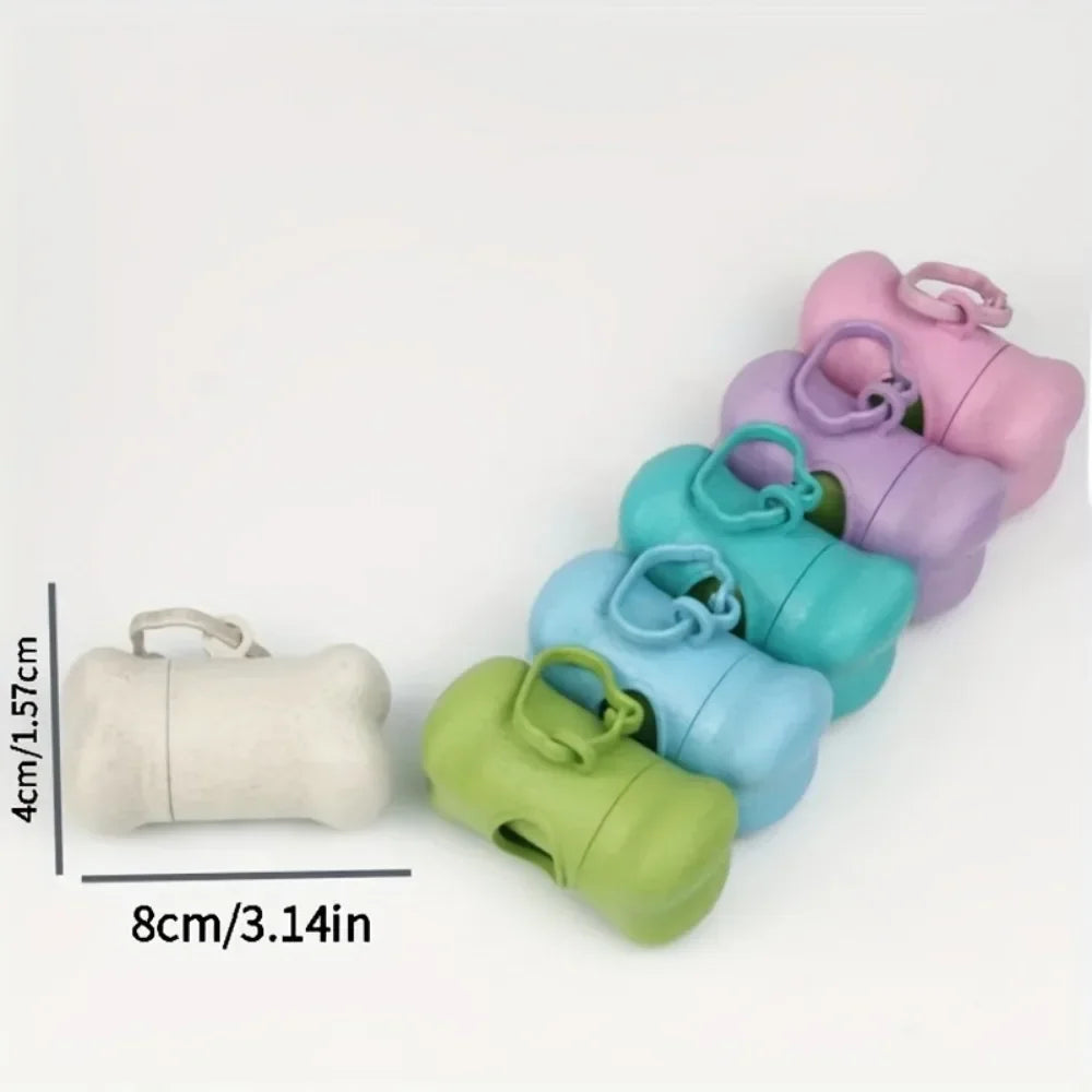 Bone-Shaped Dog Poop Bag Dispenser with Leash Clip
