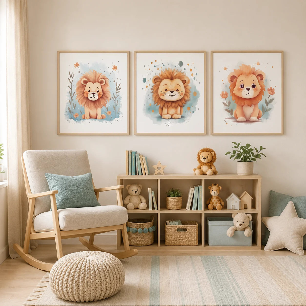 Nordic Lion Canvas Wall Art for Nursery & Kids Room | TAAWAA Canvas Wall Art Peaceful Pleasures Health and Wellness