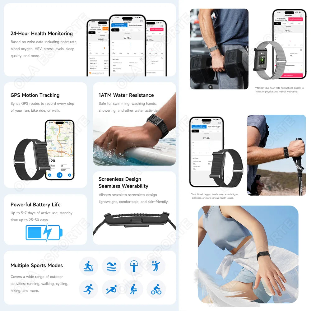 Ola Esporte No-Screen Fitness Band | 1ATM Waterproof Smartwatch