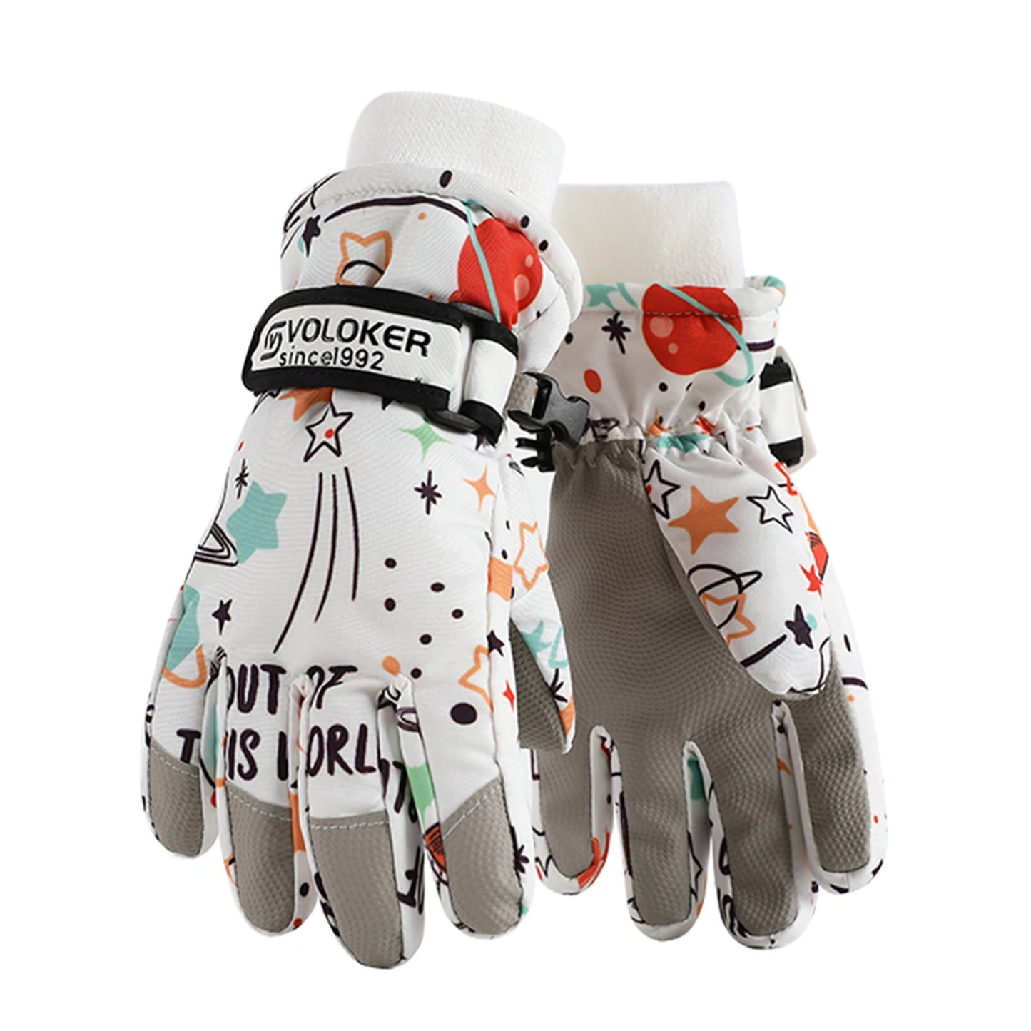 Kids Winter Ski Gloves Thermal Fleece Lined Lightweight Warmth Boys Girls Full Palm Non Slip Gloves for Outdoor Skiing Running Peaceful Pleasures Health and Wellness Rocket S