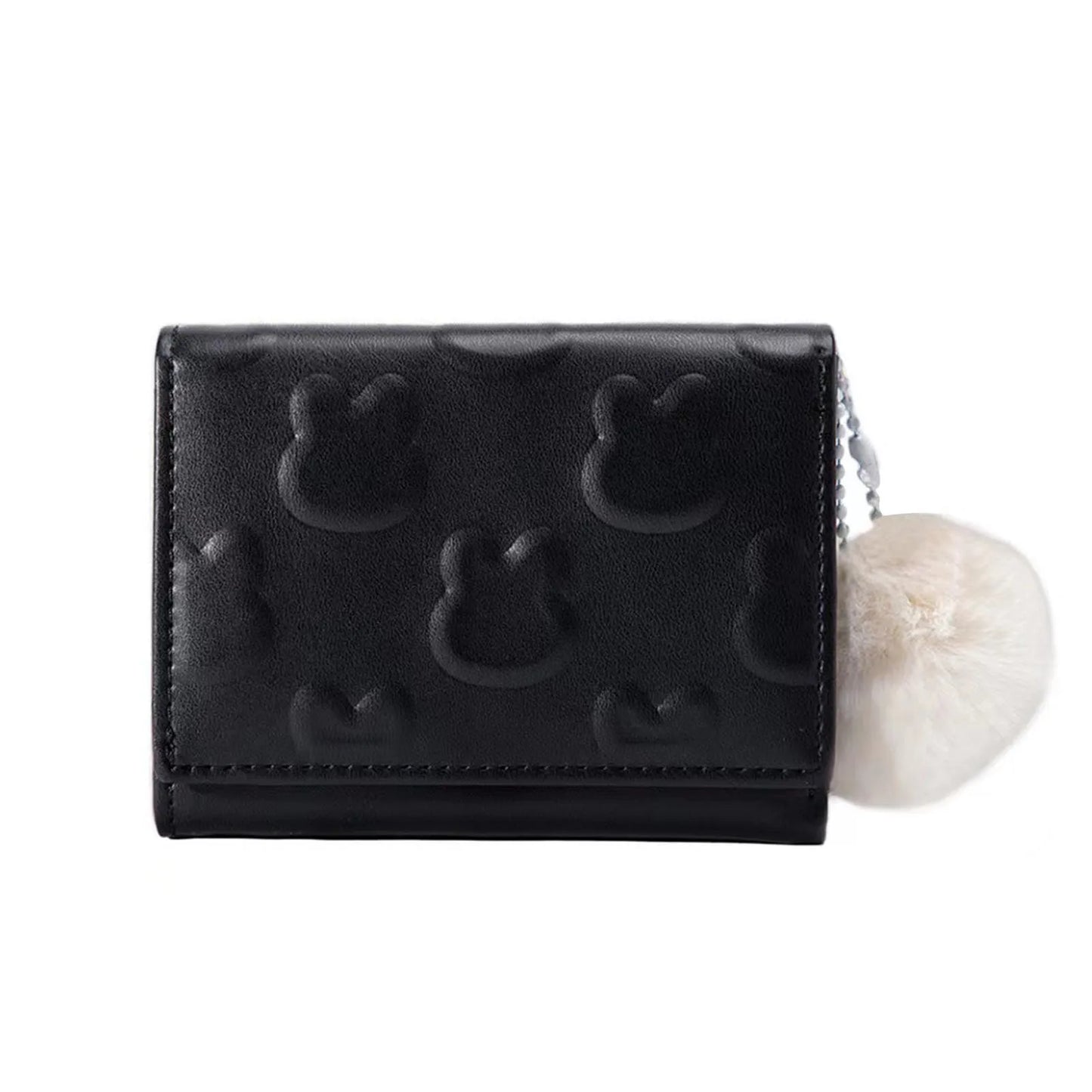 Sweet Short Ladies Wallet Rabbit Three-Fold Large Capacity Short Purse Gift for Girls Ladies Women Peaceful Pleasures Health and Wellness black