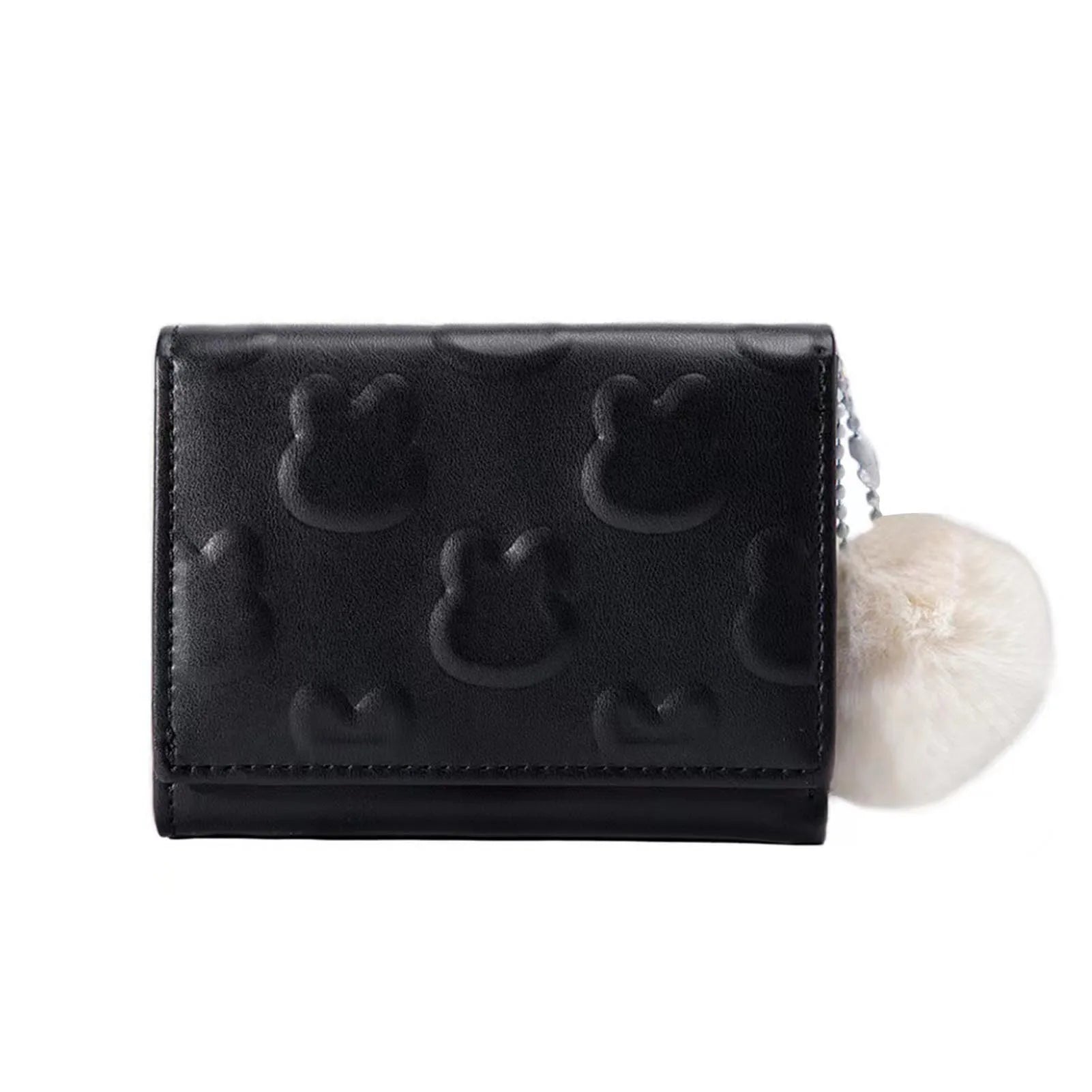 Sweet Short Ladies Wallet Rabbit Three-Fold Large Capacity Short Purse Gift for Girls Ladies Women Peaceful Pleasures Health and Wellness black