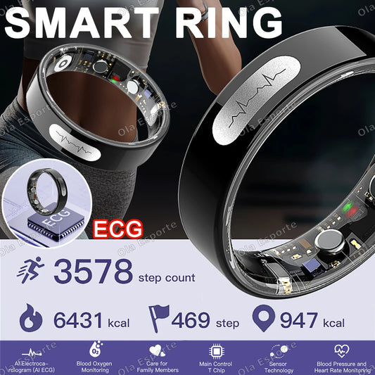 AI ECG Smart Ring – Heart Rate, Blood Pressure & Sleep Monitor Health Smart Ring Peaceful Pleasures Health and Wellness