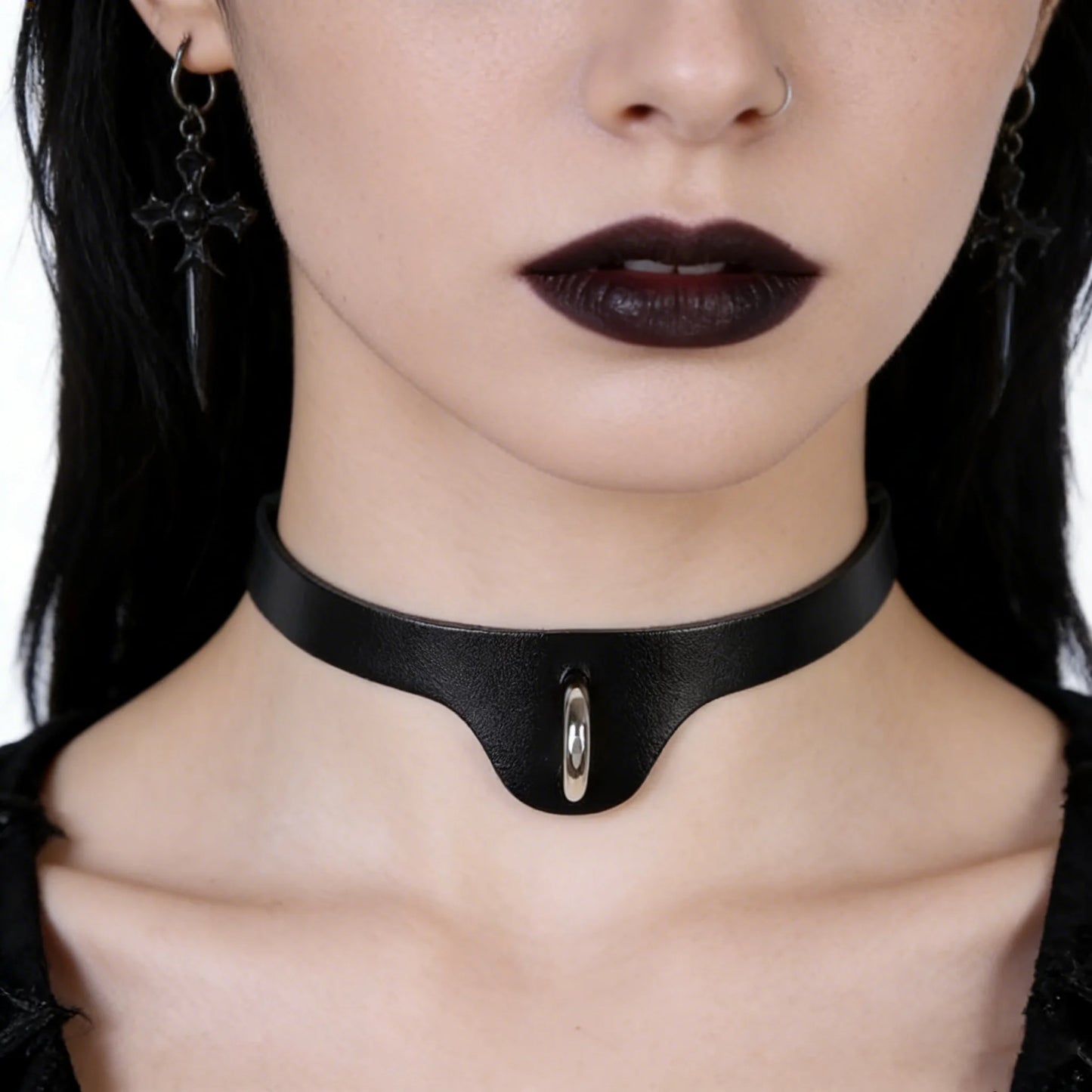 Sexy Harajuku PU Leather Collar Belt Pendant Necklaces Women Men Punk