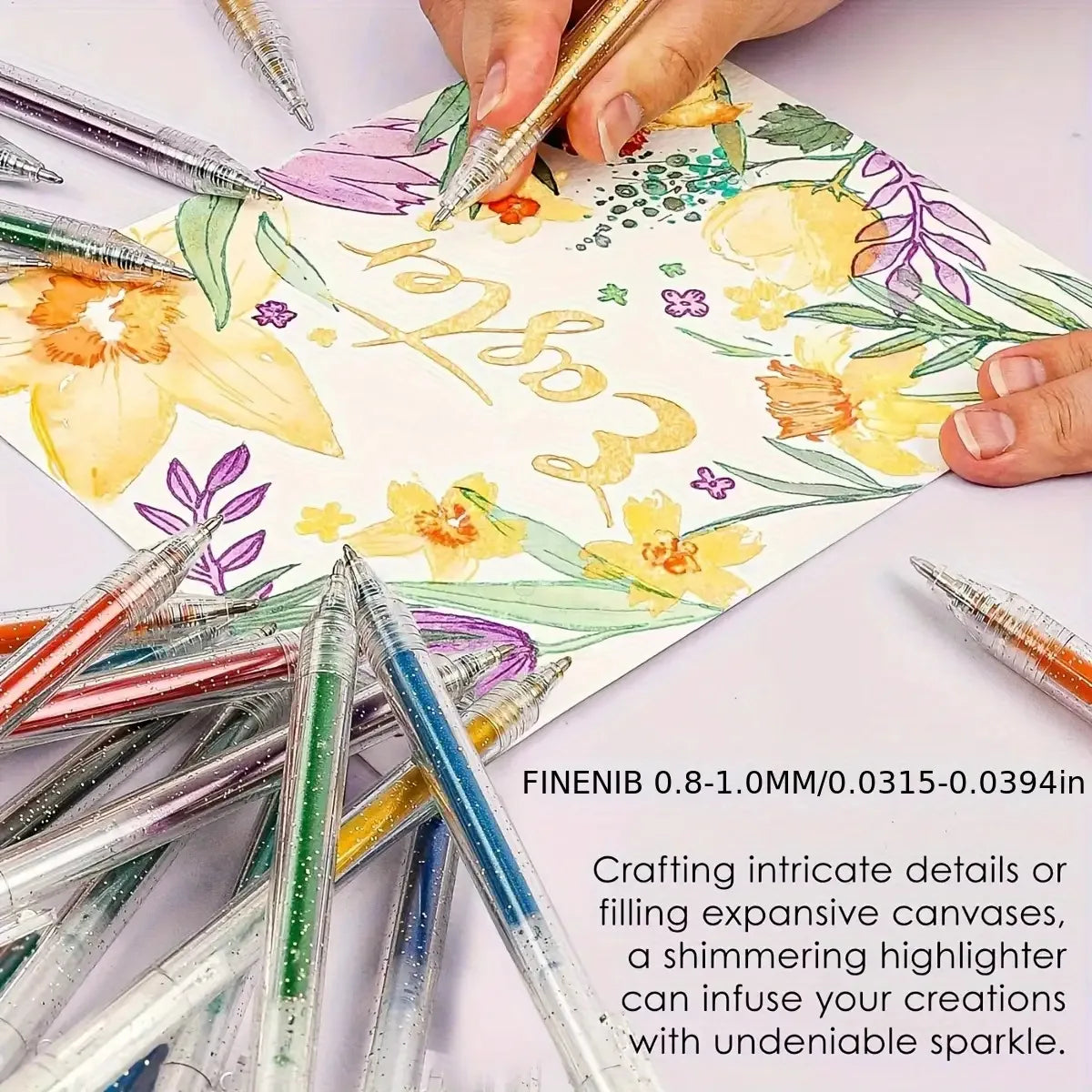 Glitter Gel Pen Set 8/12/18-Piece | 48 Colors Water-Based Ink