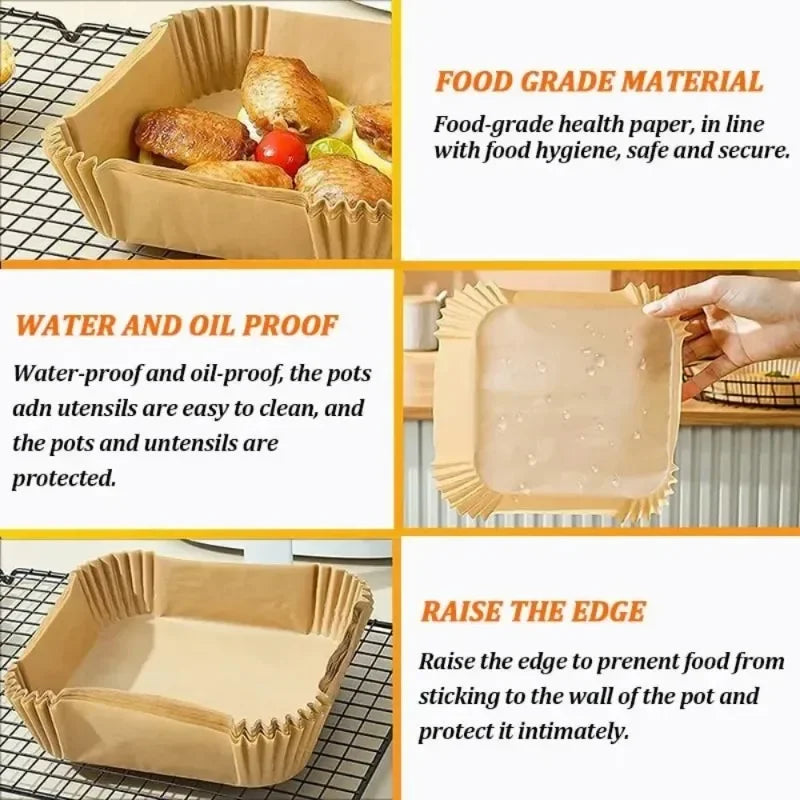 Disposable Air Fryer Parchment Paper Liners – 30/50 Pack