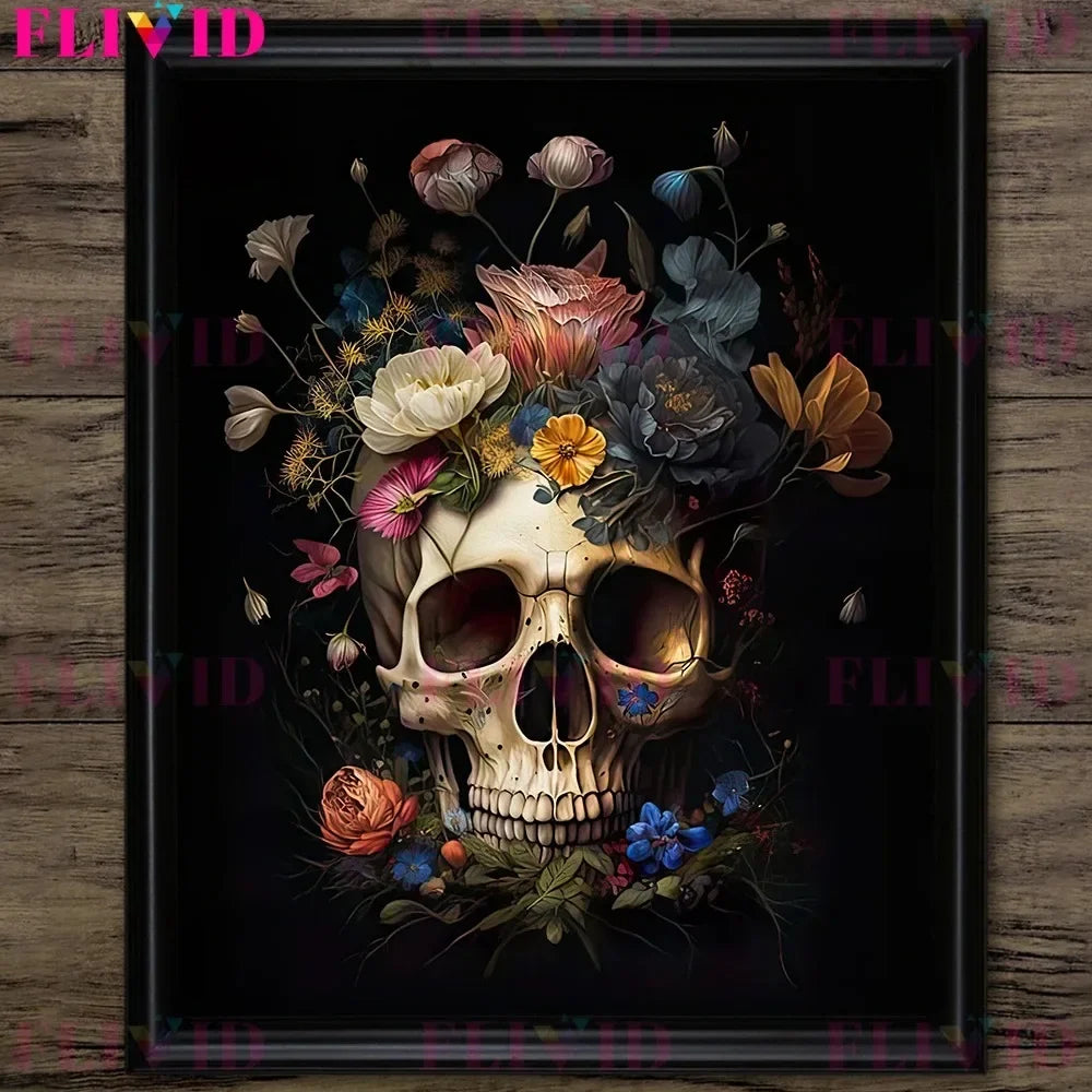 Dark Botanical Gothic Mushroom & Roses Canvas Wall Print