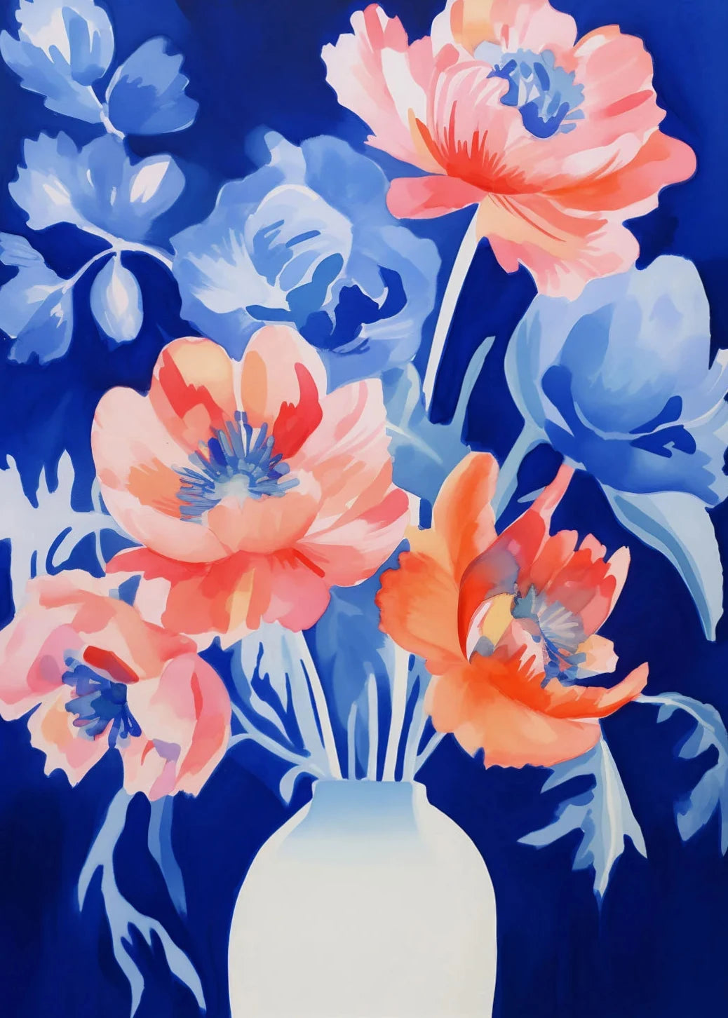Gouache Wildflower Botanical Canvas Wall Art | Spring Floral Print