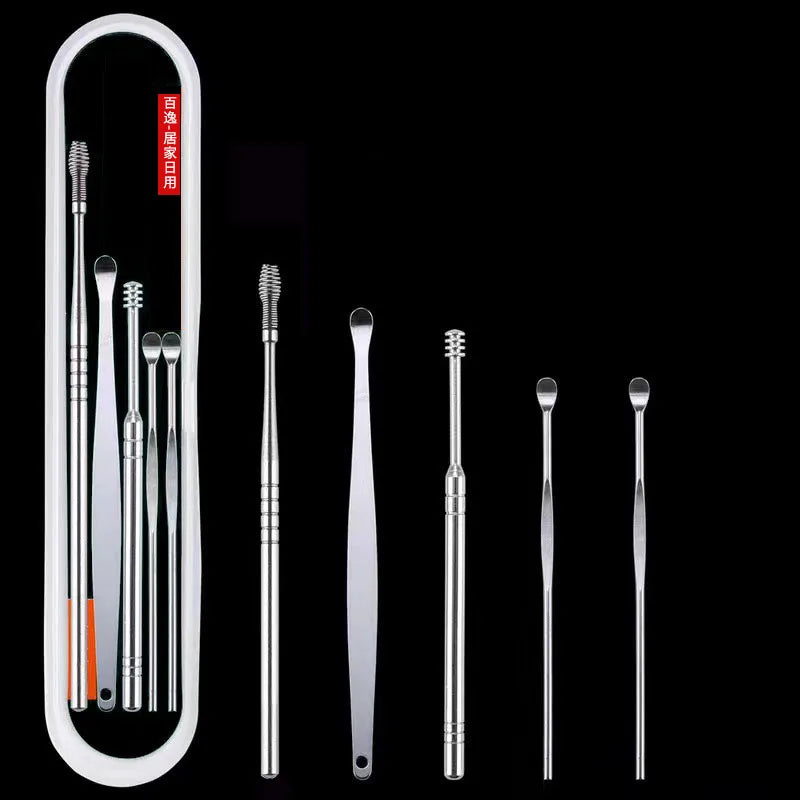 Ear Wax Removal Kit – 5/6pcs Stainless Steel Curette Set Ear Cleaning Kit Peaceful Pleasures Health and Wellness