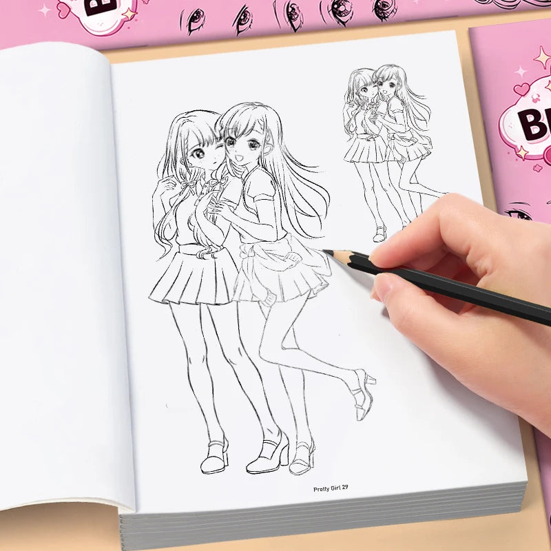 32 Pages Comic Drawing Book Girls Beginners Step Cartoon Art