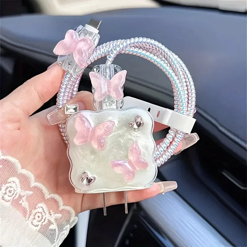 Butterfly Charger Protective Case Cable Protector For iPhone 18W/20W Fast Charging Cable Data Anti-break Charger Protective Rope Peaceful Pleasures Health and Wellness 1pc