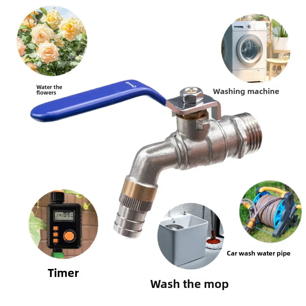 Zinc Alloy Garden Bibcock Faucet – Dual Nipple Outdoor Tap
