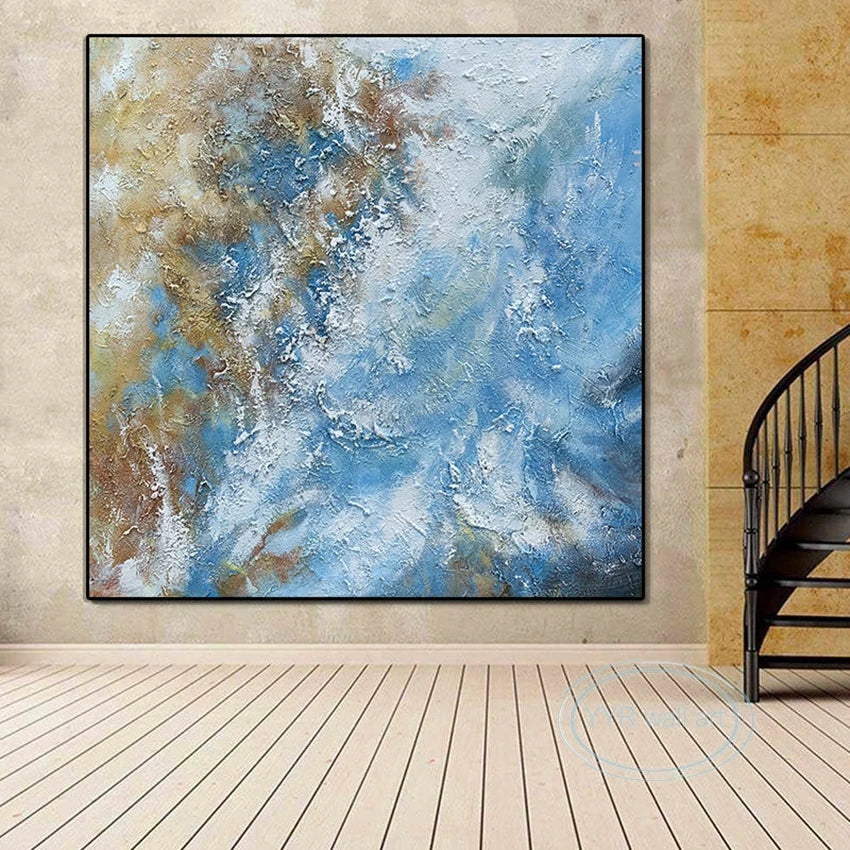 Large Square Mural Abstract Art Oil Painting Handmade Texture Wall Decoration Canvas Living Room Bedroom Restaurant Custom Image Peaceful Pleasures Health and Wellness
