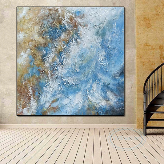 Large Square Mural Abstract Art Oil Painting Handmade Texture Wall Decoration Canvas Living Room Bedroom Restaurant Custom Image Peaceful Pleasures Health and Wellness