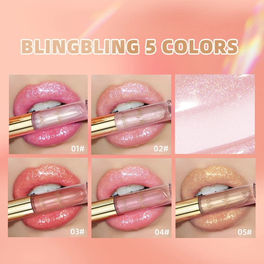QIBEST Glitter Lipgloss Shimmer Diamond Lip Gloss Lasting Makeup Moisturizing Lip Glaze Shiny Cosmetics Lip Stain Tint For Women Peaceful Pleasures Health and Wellness