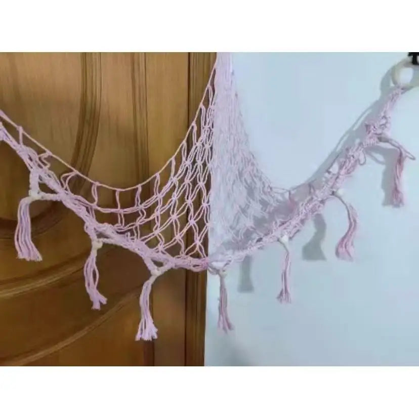 Triangle Wall Hanging Toy Net Pouch Children Room Storage Organizer Knitted Plush Toy Hammock Net Peaceful Pleasures Health and Wellness Pink C 90x90x95