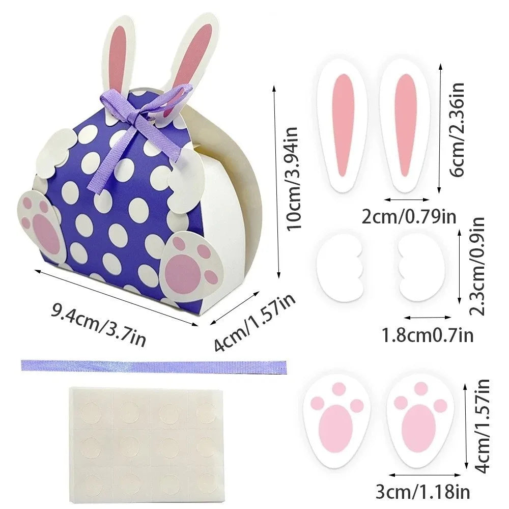 Easter Bunny Paper Candy Boxes | 12-Pack Colorful Gift Boxes