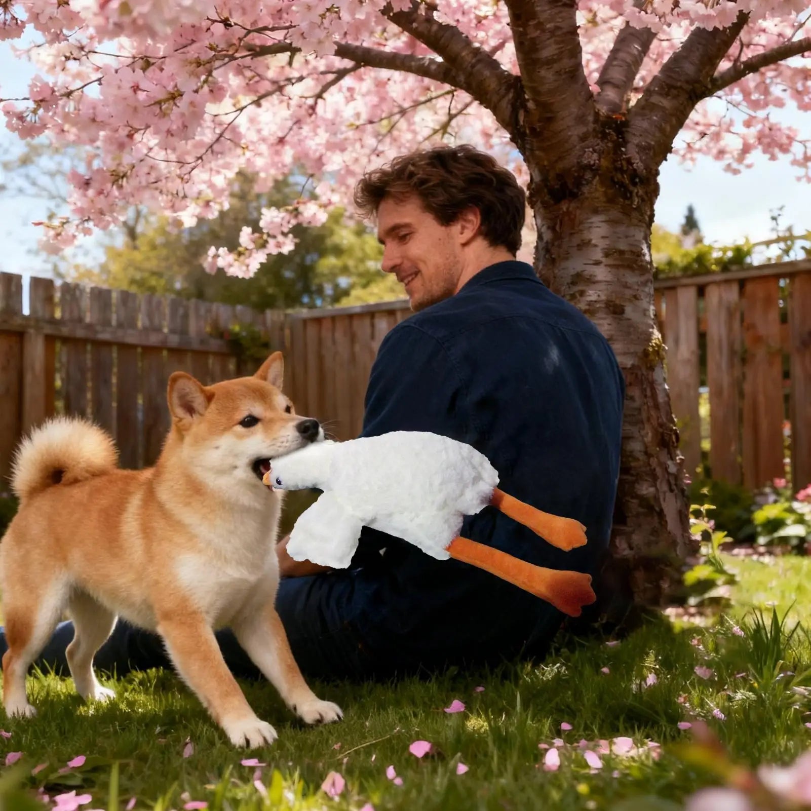 White Duck Plush Dog Chew Toy | Bite-Resistant Stuffed Pet Toy Plush Dog Toy Peaceful Pleasures Health and Wellness